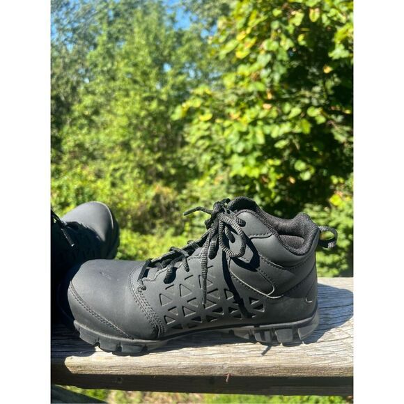 Reebok Men\'s Sublite Cushion Work Athletic Mid-Cut Composite Toe Shoes Sz 8 Blac